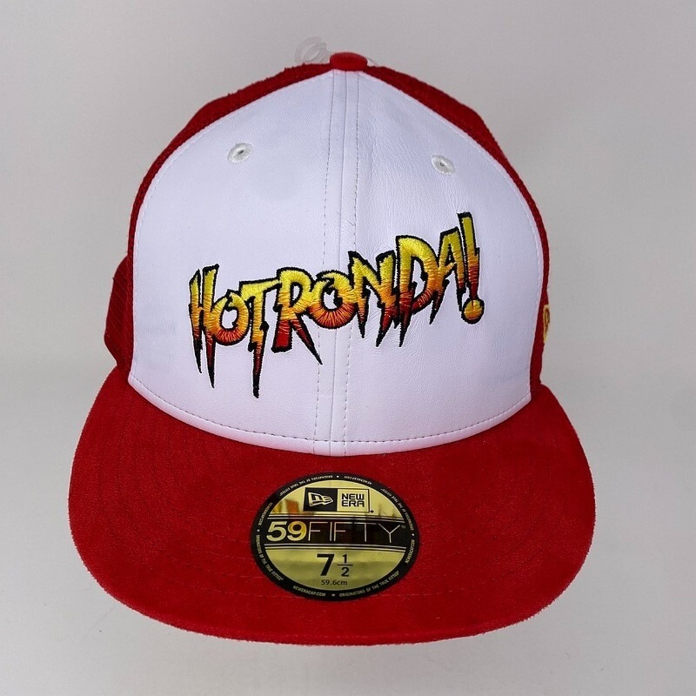 NWT HOT RONDA‎ ROUSEY Fitted Hat WWF WWE Wrestling New Era 7 1/2 Red